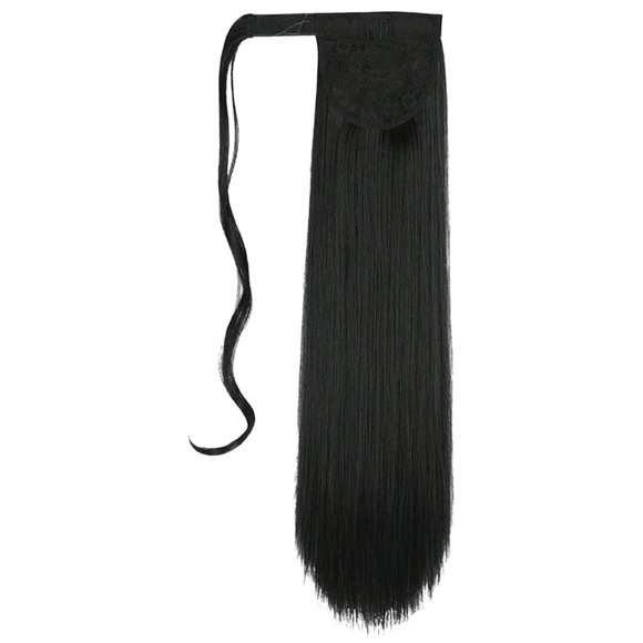 22 Inches Black Long Synthetic Wrapped Ponytail Extension - Picture 2 of 6